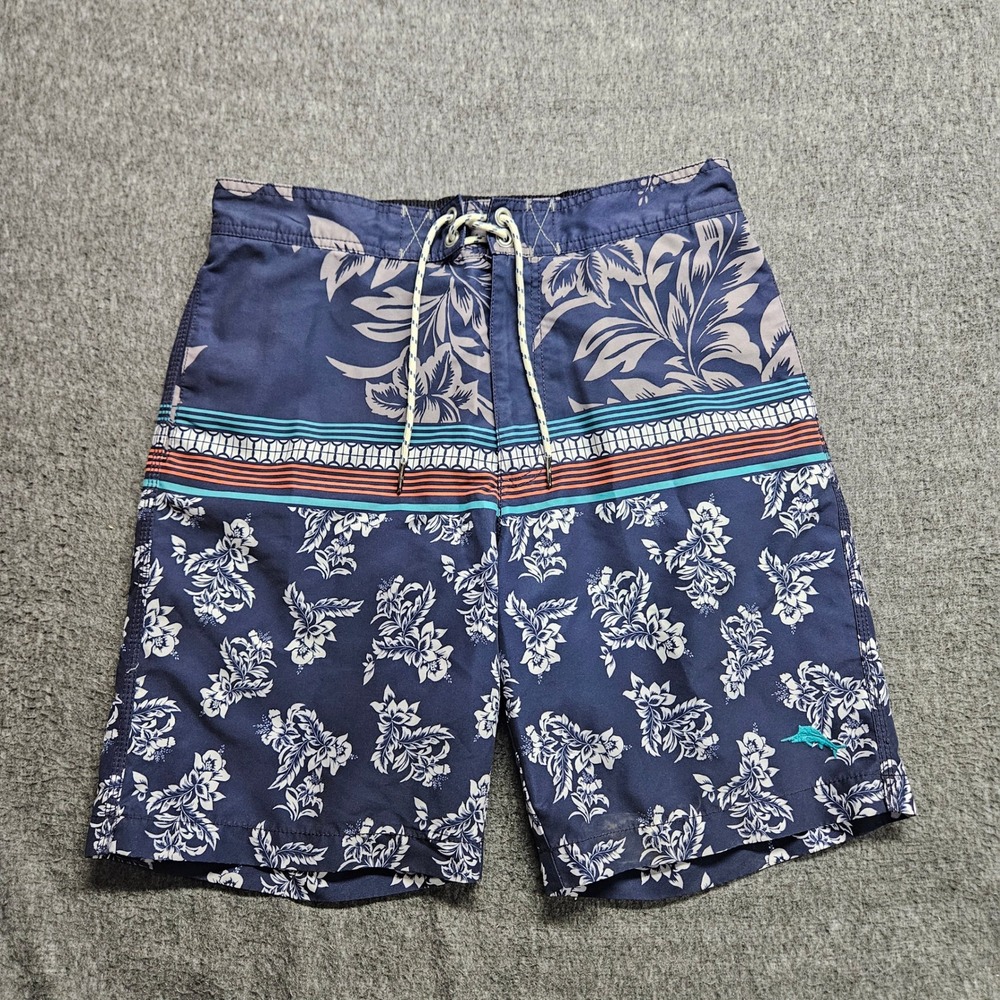 Tommy Bahama Board Shorts Men Small Blue Floral Tropical Relax Swim Trunks - Picture 2 of 10
